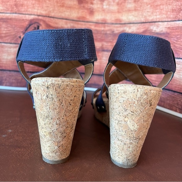 Lucky Brand Marla Blue Cork Wedge Platform Sandals - Picture 4 of 15